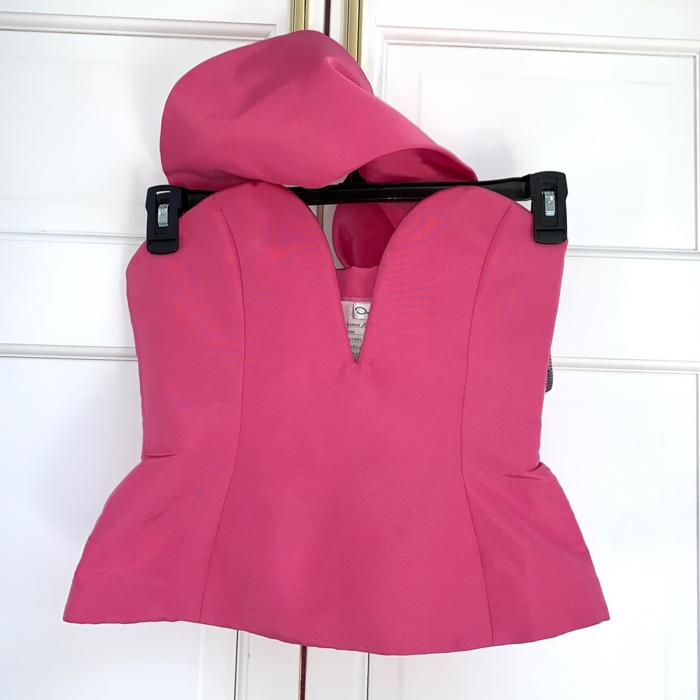 Oscar de la Renta Pink strapless Bustier with Neck Scarf